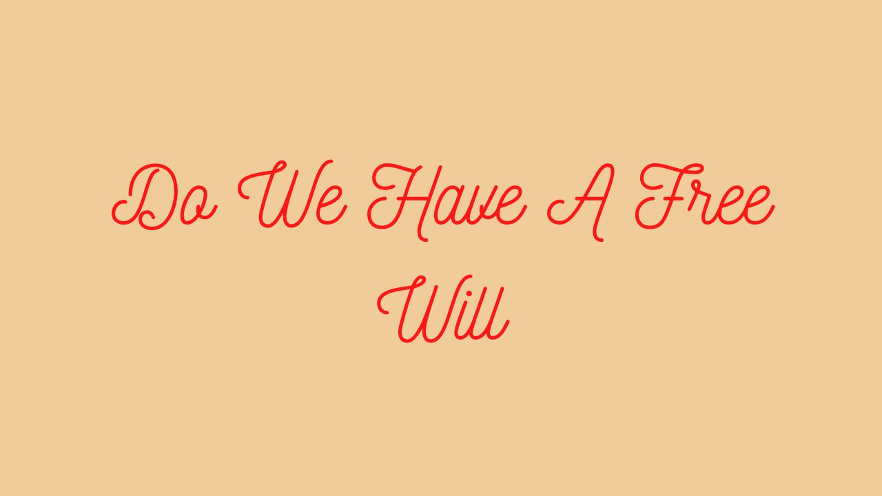 Do We Have A Free Will